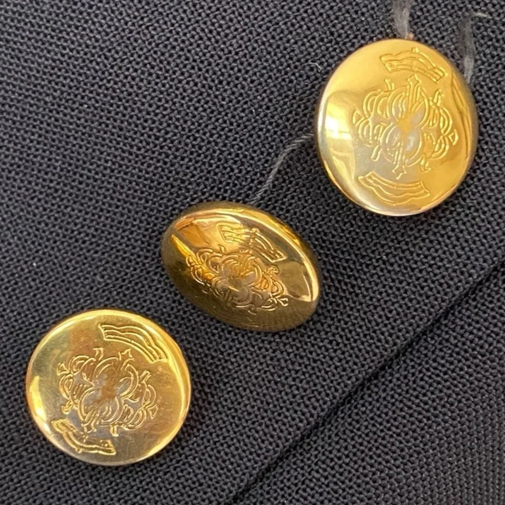 Heisman Trophy Col‎ Blazer Sport Coat Mens 46L Navy Gold Buttons Sport Coat VTG